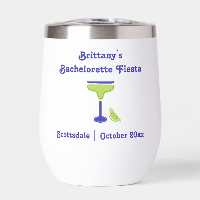 Margarita Lime Bachelorette Fiesta Stemless Thermal Wine Tumbler (Front)