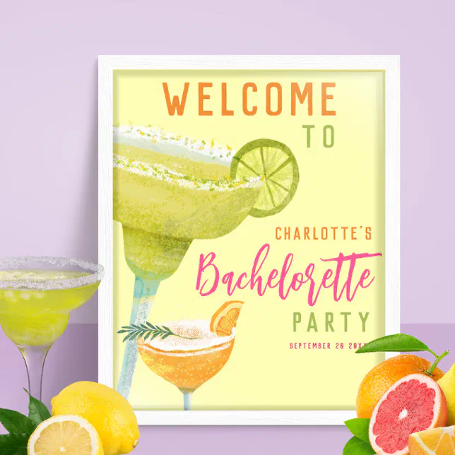 Margarita Lime Custom Bachelorette Party Welcome Poster | Zazzle