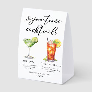 Margarita Long Island Iced Tea Cocktails Menu Paper Table Tent