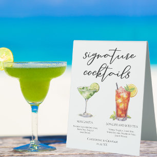 Margarita Long Island Tea Signature Cocktails Menu Table Tent