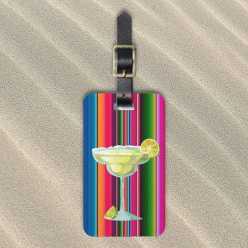 Margarita Lover Limes Tequila Mexico Serape Luggage Tag by ColorFlowCreations at Zazzle