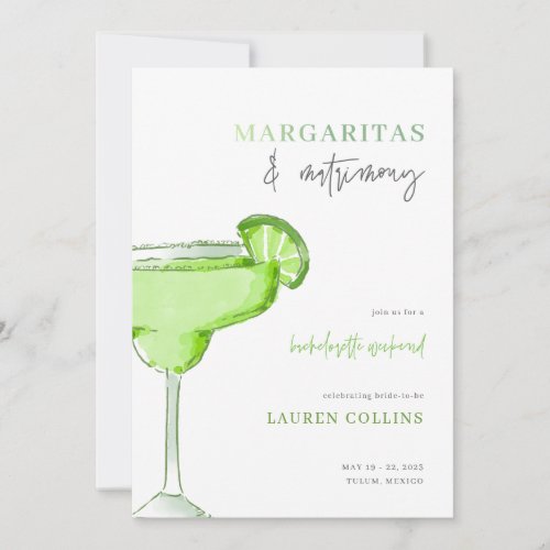 Margarita Margs and Matrimony Bachelorette Invite