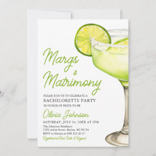 Margarita Margs & Matrimony Cocktail Bachelorette Invitation
