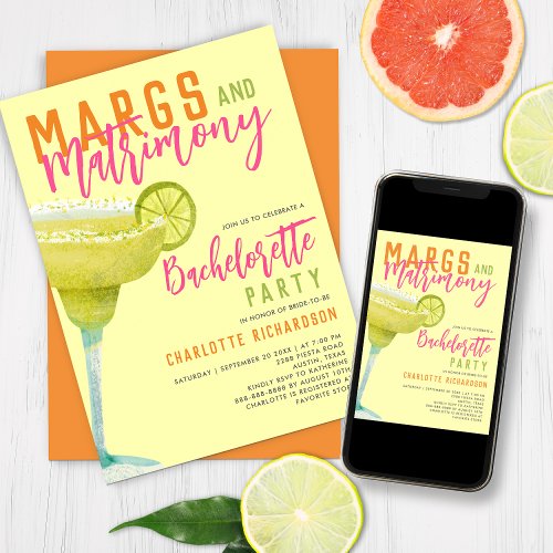 Margarita Margs  Matrimony Lemon Bachelorette   Invitation