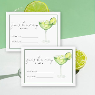 Margarita & Matrimony How many kisses bridal game Enclosure Card