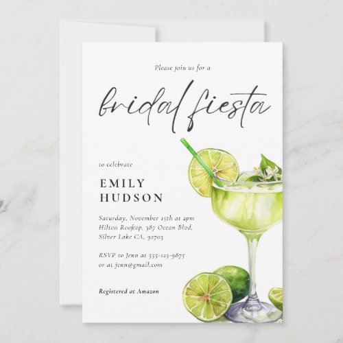 Margarita Mexican Fiesta Floral Bridal Shower Invitation