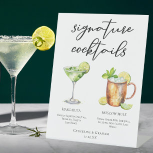 Margarita Moscow Mule Signature Cocktails Menu Pedestal Sign