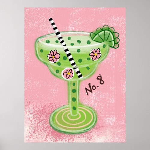 Margarita On Pink Poster Wall Art