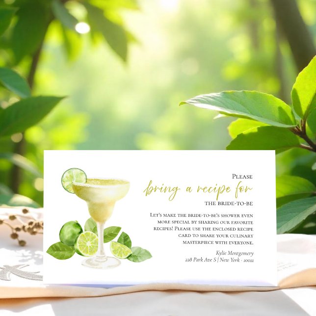 Margarita Party Bridal Shower Recipe Request Card (Creator Uploaded)