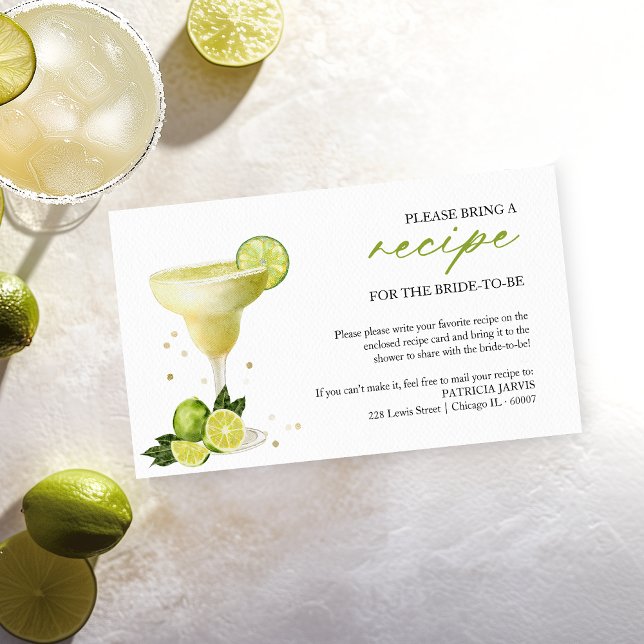 Margarita Party Bridal Shower Recipe Request Enclosure Card (Creator Uploaded)