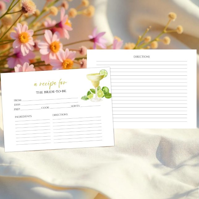 Margarita Party Floral Bridal Shower Recipe Cards (Creator Uploaded)