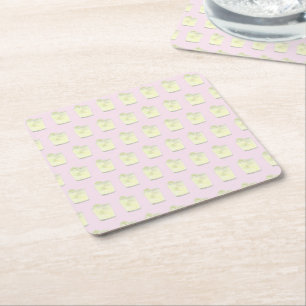 Margarita Pink Green Fiesta Square Paper Coaster