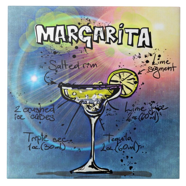 Margarita Recipe Blue Bar Ceramic Tile (Front)
