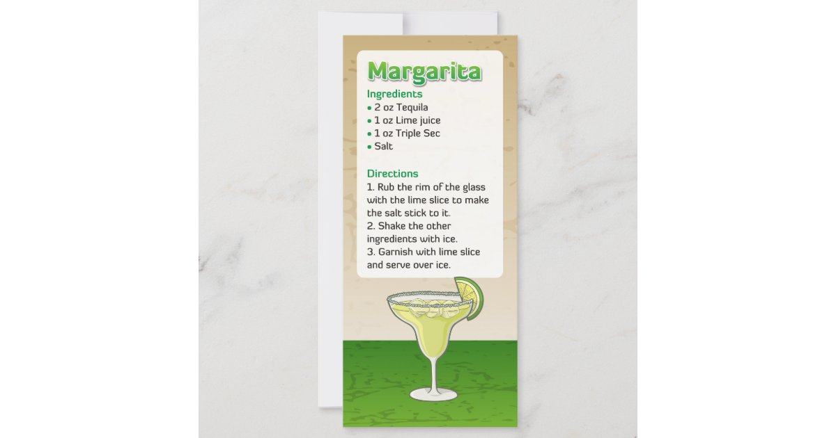 Margarita Recipe Card Zazzle