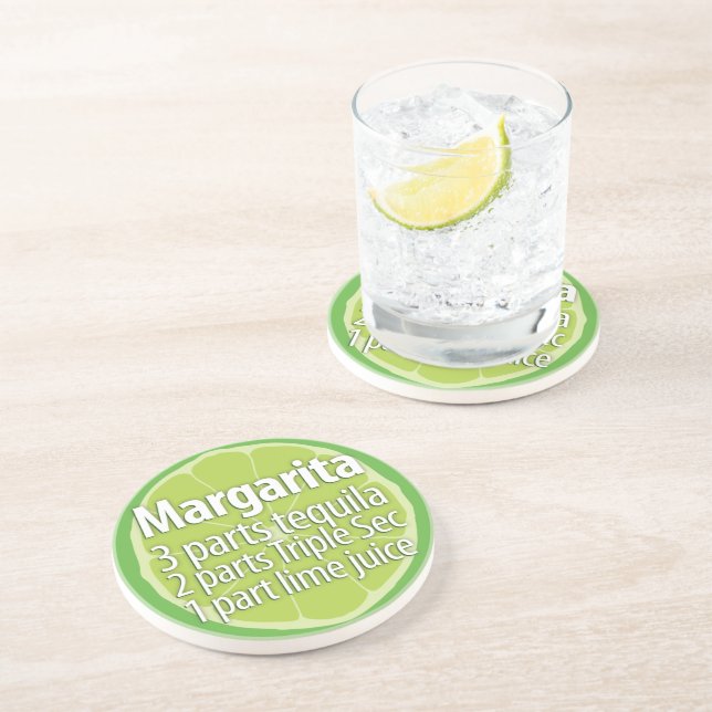 Margarita Recipe Coaster, Cocktail Recipe Coaster (Side)