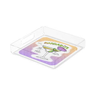 MARGARITA RECIPE COCKTAIL ART ACRYLIC TRAY