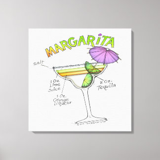 MARGARITA RECIPE COCKTAIL ART CANVAS PRINT