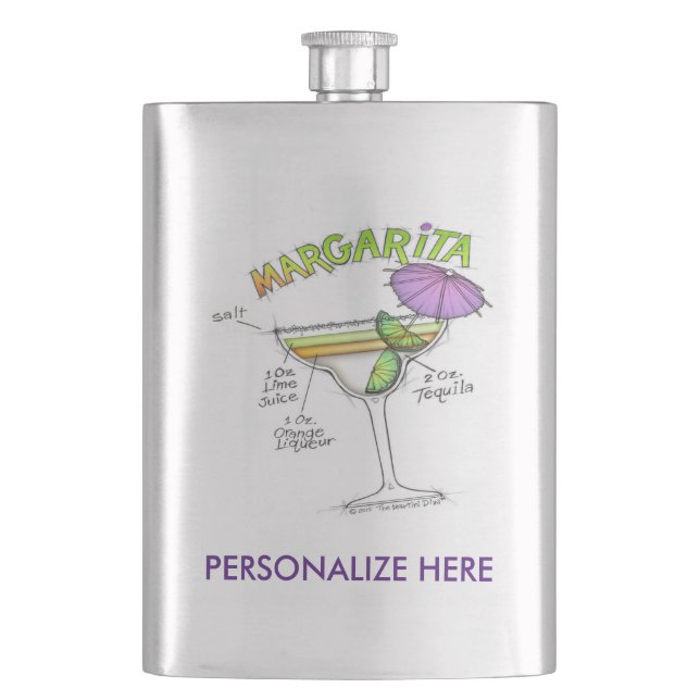 MARGARITA RECIPE COCKTAIL ART FLASK (Front)