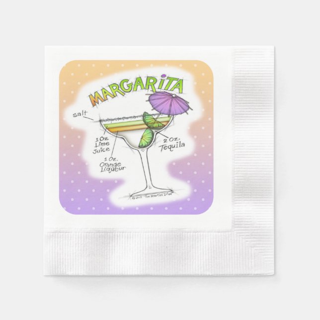 MARGARITA RECIPE COCKTAIL ART PAPER NAPKINS (Front)