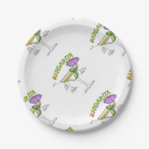 MARGARITA RECIPE COCKTAIL ART PAPER PLATES
