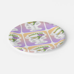 MARGARITA RECIPE COCKTAIL ART PAPER PLATES