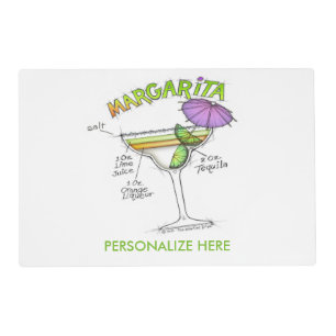 MARGARITA RECIPE COCKTAIL ART PLACEMAT