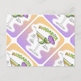 MARGARITA RECIPE COCKTAIL ART POSTCARD