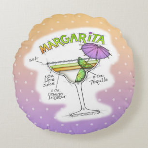 MARGARITA RECIPE COCKTAIL ART ROUND PILLOW