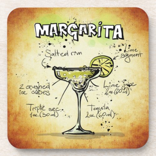 Margarita Recipe Gold Bar Beverage Coaster