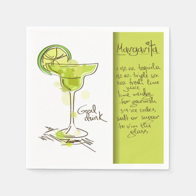 Margarita Recipe Napkins (Front)