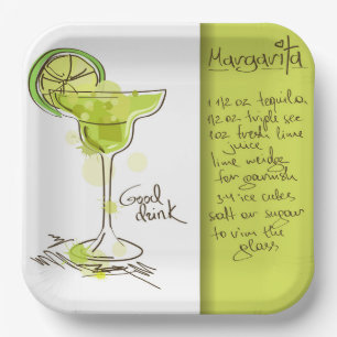 Margarita Recipe Paper Plates