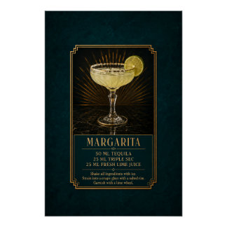 Margarita Recipe Poster | Bar Art