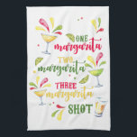 Margarita Shots Kitchen Towel<br><div class="desc">This playful kitchen towel features a watercolor design with festive margaritas and the saying "one margarita,  two margarita,  three margarita,  shot!"  Colors include red,  green and yellow.</div>