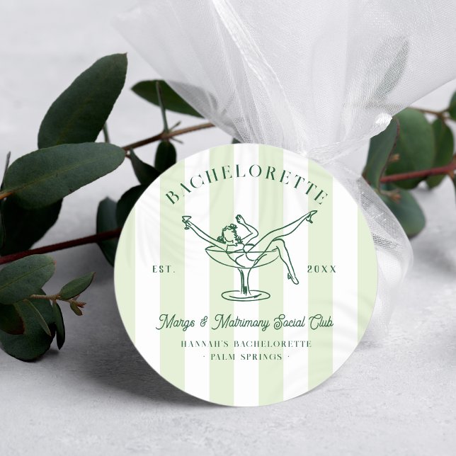 Margarita Social Club | Bachelorette  Classic Round Sticker (Creator Uploaded)