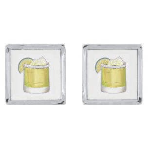 Margarita Summer Cocktail Mixed Drink Lime Green Cufflinks