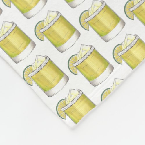 Margarita Summer Cocktail Mixed Drink Lime Green Fleece Blanket