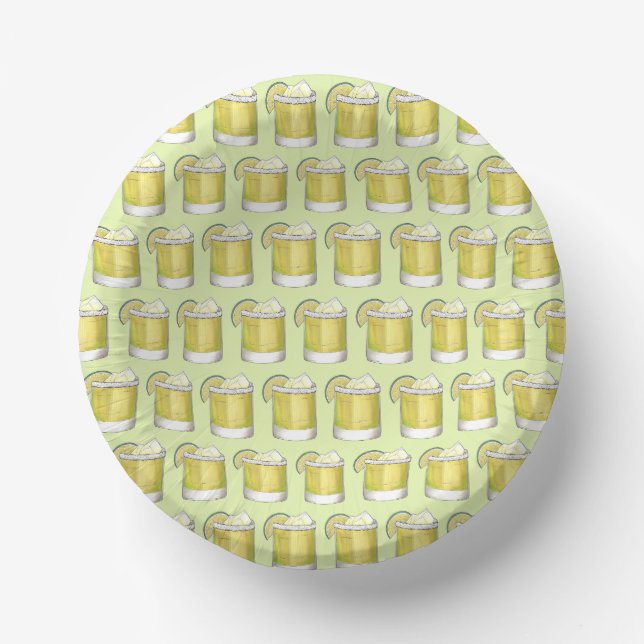 Margarita Summer Cocktail Mixed Drink Lime Green Paper Bowls (Front)