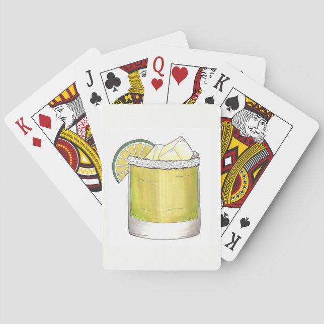 Margarita Summer Cocktail Mixed Drink Lime Green Poker Cards (Back)