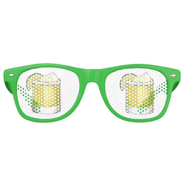 Margarita Summer Cocktail Mixed Drink Lime Green Retro Sunglasses (Front)