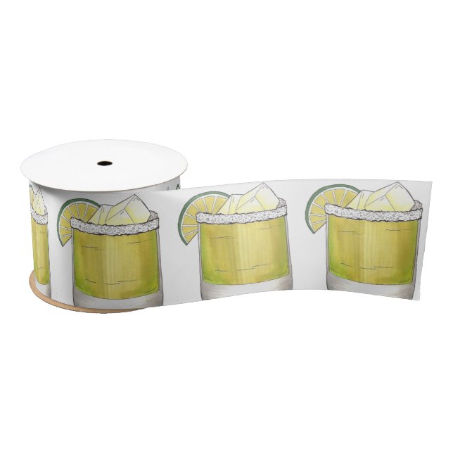 Margarita Summer Cocktail Mixed Drink Lime Green Satin Ribbon (Spool)