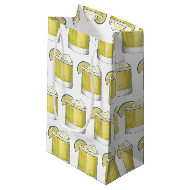 Margarita Summer Cocktail Mixed Drink Lime Green Small Gift Bag (Front Angled)
