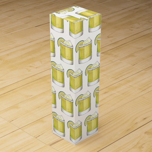 Margarita Summer Cocktail Mixed Drink Lime Green Wine Box (Front)