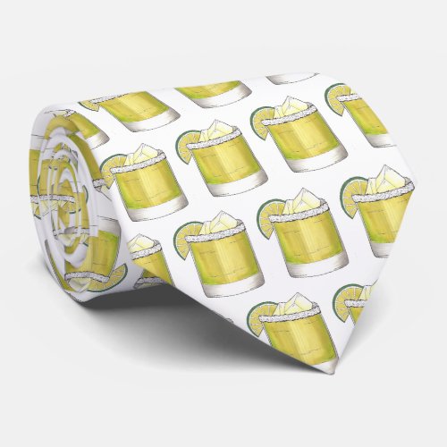 Margarita Summer Cocktail Mixed Drink Lime Print Tie