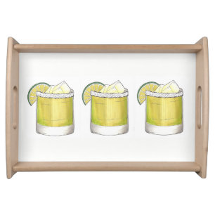 Margarita Summer Cocktail Party Mixed Drink Lime Serving Tray
