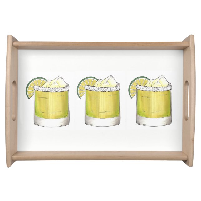 Margarita Summer Cocktail Party Mixed Drink Lime Serving Tray (Front)