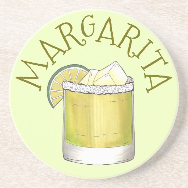 Margarita Tequila Cocktail Mixed Drink Lime Green Coaster (Front)