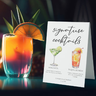 Margarita Tequila Sunrise Wedding Cocktails Menu Table Tent