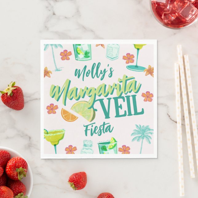 Margarita Veil Bachelorette Party Illustrated Napkins (Insitu)