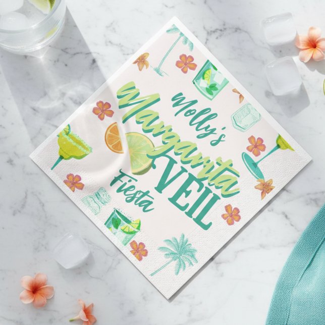 Margarita Veil Tropical Bachelorette Napkins (Margarita Veil Bachelorette Party Illustrated Napkins)