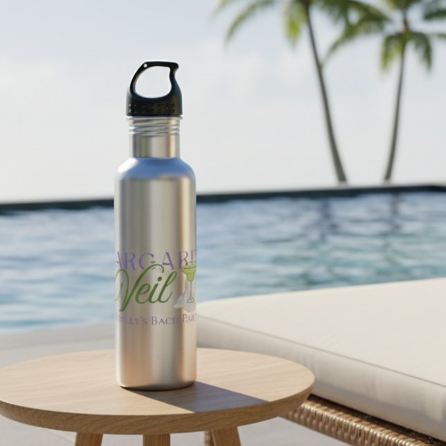 Margarita Veil Tropical Bachelorette Stainless Steel Water Bottle (Spice up the party with this playful “Margarita Veil” water bottle!)